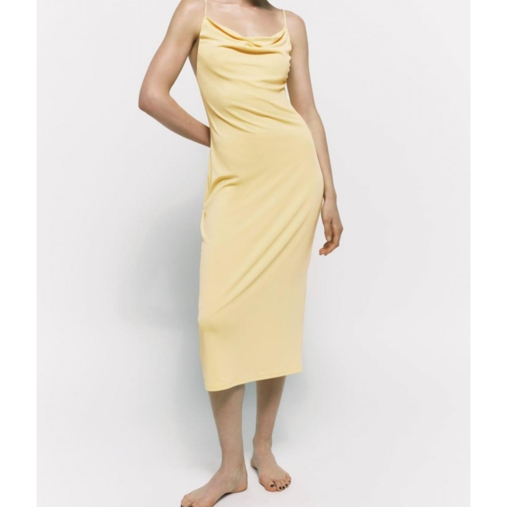 Zara Butter Yellow Cowl Dress